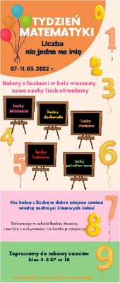 zdjęcie do artykułu: Tydzień Matematyki pod hasłem Liczba Niejedno Ma Imię - zapowiedź 