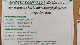 zdjęcie do artykułu: Konkurs dla klas 4-8 na najciekawsze hasło lub wierszyk dotyczące zdrowego żywienia