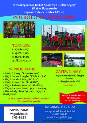 zdjęcie do artykułu: Półkolonie sportowe w SP 18!