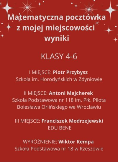 zdjęcie do artykułu: Uczniowski sukces w Międzyszkolnym konkursie ”Matematyczna pocztówka z mojej miejscowości”