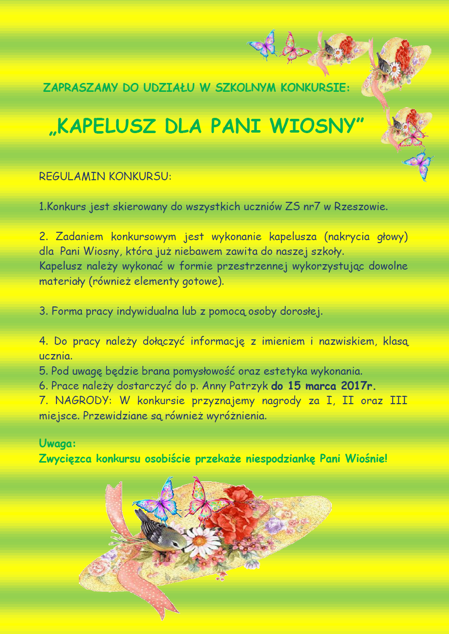 Konkurs na kapelusz dla Pani Wiosny