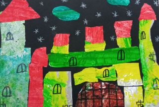 zdjęcie do artykułu: Zamek - technika plastyczna - wyklejanka z artystycznego papieru z folii aluminiowej