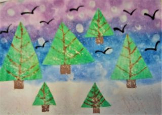 zdjęcie do artykułu: Zimowy las - wyklejanka z papieru