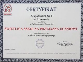 zdjęcie do artykułu: Otrzymaliśmy tytuł Świetlica przyjazna uczniowi